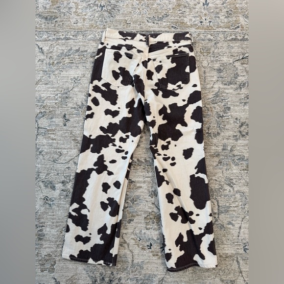 Abercrombie & Fitch High Rise 90's Relaxed Pants Cow Print Black/Brown and Cream - Picture 3 of 7